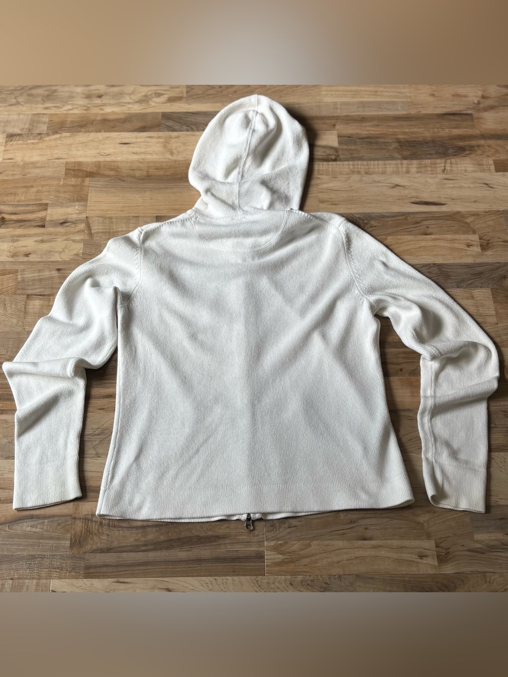 Vintage Y2K GAP Women's White Knit Zip Up Hoodie Sweater L Beachy Coastal - Picture 3 of 16